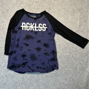 Young & Reckless Mens Purple Tie Dye RCKLSS Raglan Baseball Tee Shirt Size M